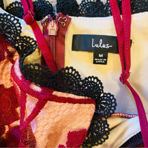 Lulus Alluring Dream Burgundy Floral Mesh Lace Trumpet Midi Dress Red - Picture 8 of 9